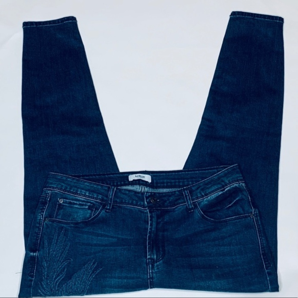 Kensie Skinny Embroidered Dark Wash Jeans-8 - Picture 3 of 9